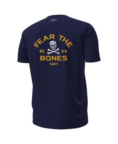 Under Armour Men's Navy Navy Midshipmen Distressed Jolly Rogers T-shirt In Blue