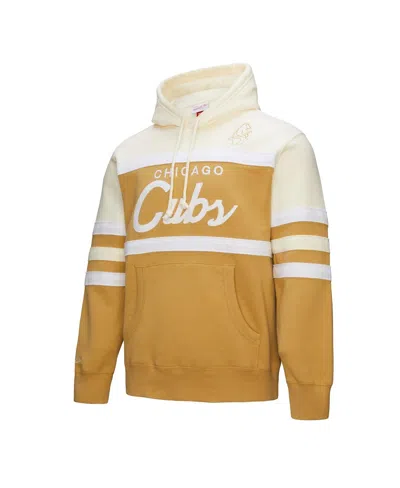 Mitchell & Ness Men's Tan/cream Chicago Cubs Head Coach Pullover Hoodie In Neutral