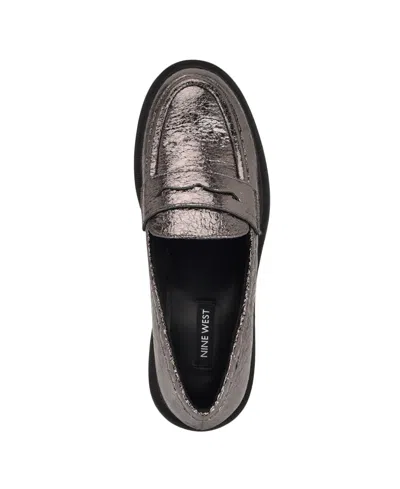 Nine West Women's Maibel Lug Sole Penny Loafers In Silver