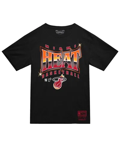 Mitchell & Ness Men's Black Miami Heat Worldwide Collection Glow Up T-shirt In Black
