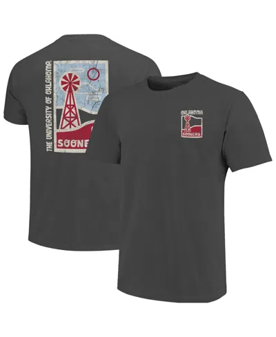 Image One Graphite Oklahoma Sooners Comfort Colors Minimal Vista Distressed Graphics T-shirt In Gray