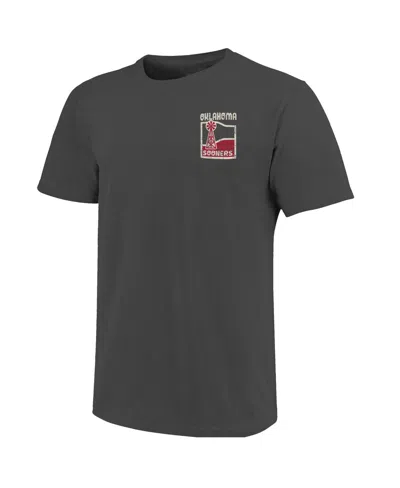 Image One Graphite Oklahoma Sooners Comfort Colors Minimal Vista Distressed Graphics T-shirt In Gray