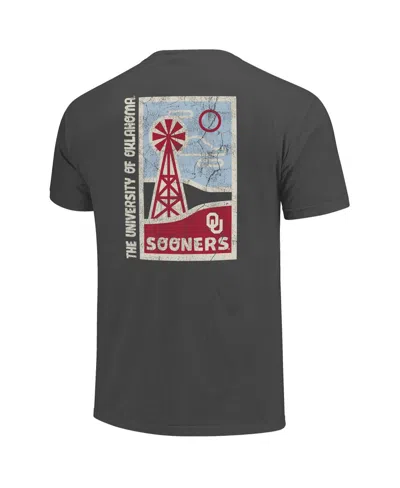 Image One Graphite Oklahoma Sooners Comfort Colors Minimal Vista Distressed Graphics T-shirt In Gray