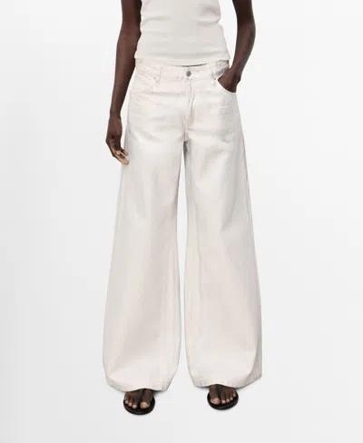 Mango High Waist Barrel Jeans In White
