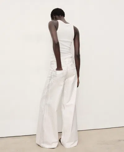 Mango High Waist Barrel Jeans In White
