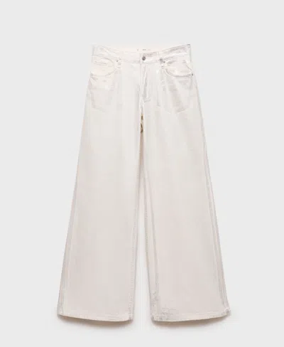 Mango High Waist Barrel Jeans In White