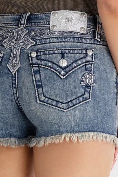 Miss Me Roxie Cross Shorts - 32 / 3.5" / Vintage Blue