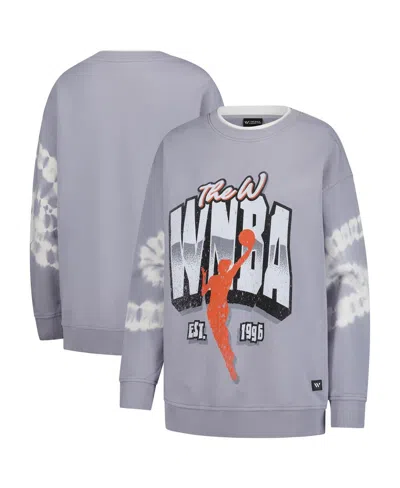 The Wild Collective Women's Gray Wnba Double Collar Fleece Pullover Sweatshirt In Gray