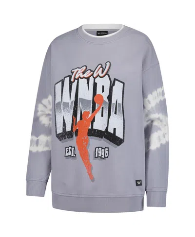 The Wild Collective Women's Gray Wnba Double Collar Fleece Pullover Sweatshirt In Gray