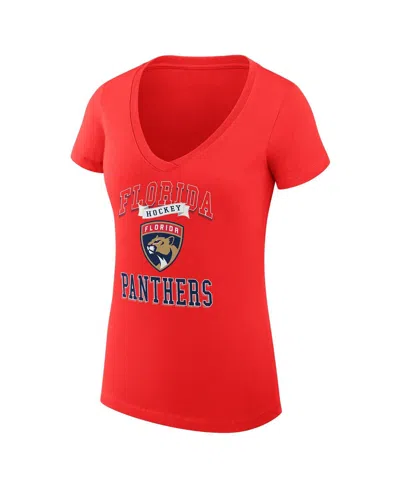 G-iii 4her By Carl Banks Women'sâ Red Florida Panthers Team Logo Graphic V-neck Fitted T-shirt In Red