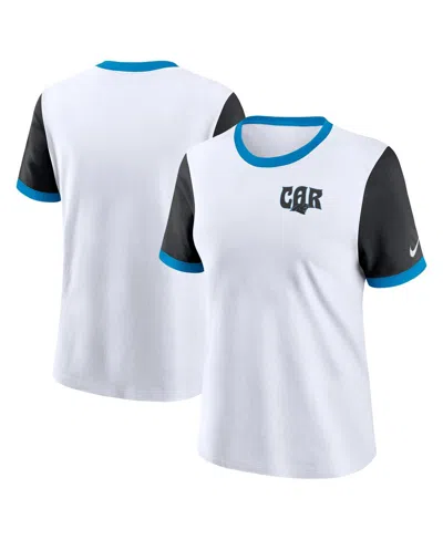 Nike White Carolina Panthers Rewind Ringer Tri-blend T-shirt In White