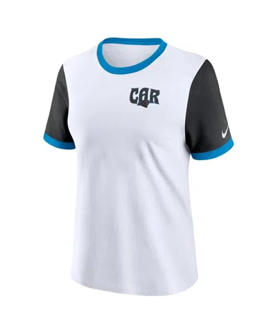Nike White Carolina Panthers Rewind Ringer Tri-blend T-shirt In White