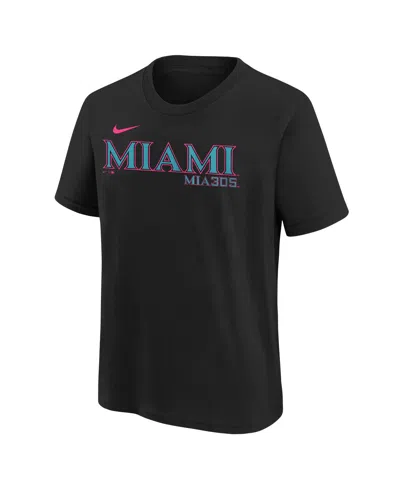 Nike Big Boys And Girls Black Miami Marlins 2025 City Connect Wordmark T-shirt In Black