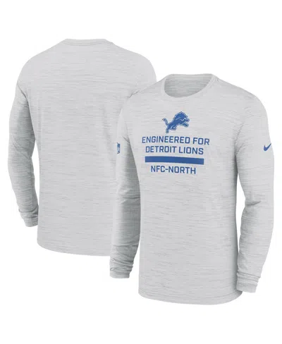 Nike Men's Ash Detroit Lions Sideline Velocity Performance Long Sleeve T-shirt In Gray