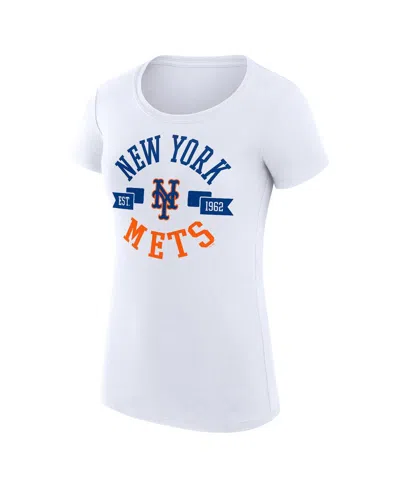 G-iii 4her By Carl Banks Women's White New York Mets City Graphic Fitted T-shirt In White