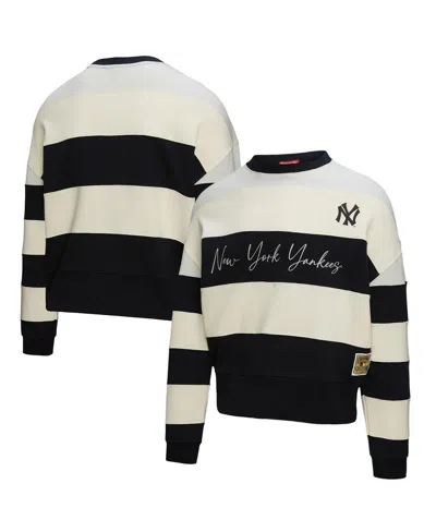 Mitchell & Ness Women's Gray/black New York Yankees Cooperstown Collection Blocked Fleece Pullover Sweatshirt In Black