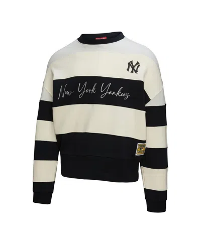 Mitchell & Ness Women's Gray/black New York Yankees Cooperstown Collection Blocked Fleece Pullover Sweatshirt In Black