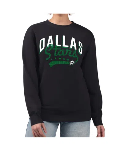 G-iii 4her By Carl Banks Women'sâ Black Dallas Stars Filigree Team Graphic Fleece Pullover Sweatshirt In Black
