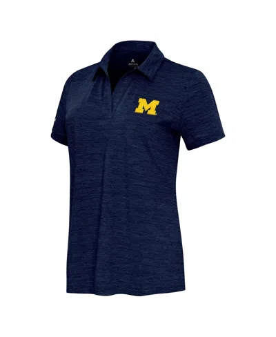 Antigua Women's Heather Navy Michigan Wolverines Layout V-neck Polo Shirt In Blue
