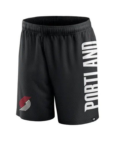 Fanatics Men's Black Portland Trail Blazers Post Up Mesh Shorts In Black
