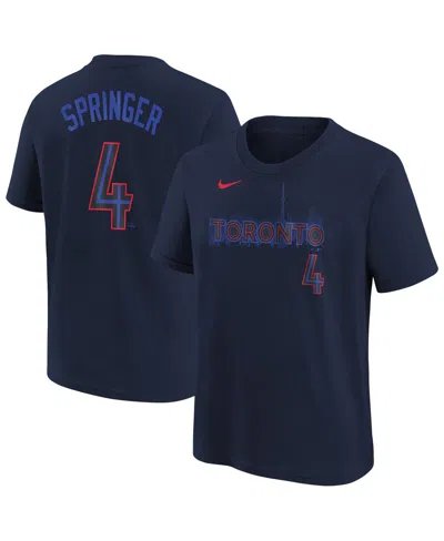 Nike Big Boys And Girls George Springer Navy Toronto Blue Jays Fuse City Connect Name Number T-shirt In Blue