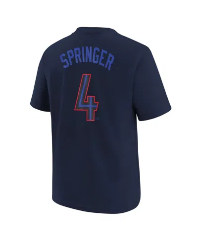 Nike Big Boys And Girls George Springer Navy Toronto Blue Jays Fuse City Connect Name Number T-shirt In Blue
