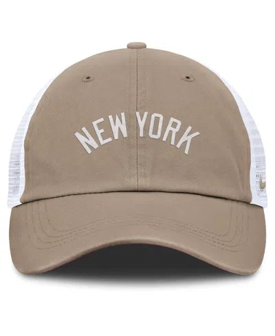Nike Men's And Women's Khaki/white New York Yankees Club Trucker Adjustable Hat