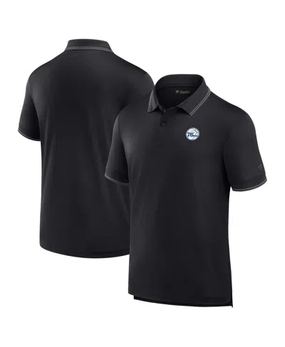 Fanatics Men's Black Philadelphia 76ers Front Office Pique Polo Shirt In Black
