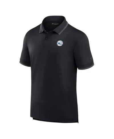 Fanatics Men's Black Philadelphia 76ers Front Office Pique Polo Shirt In Black