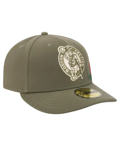 New Era Men's Olive Boston Celtics Tonal Florals 59fifty Fitted Hat