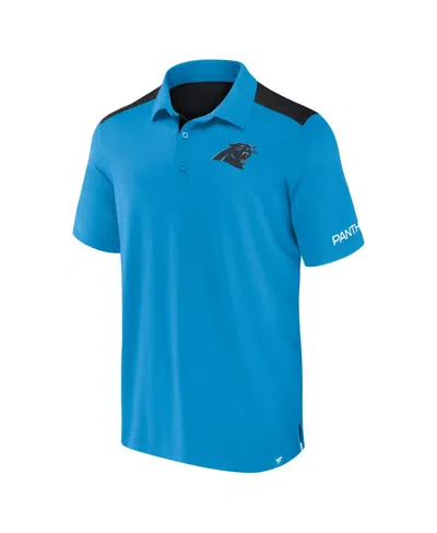 Fanatics Men's Blue/black Carolina Panthers Color Block Polo Shirt In Blue