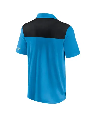 Fanatics Men's Blue/black Carolina Panthers Color Block Polo Shirt In Blue