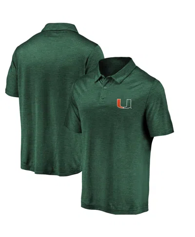 Fanatics Men's Green Miami Hurricanes Primary Logo Striated Polo Shirt