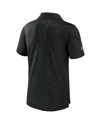 Fanatics Men's Black Nhl-logo Authentic Pro Jacquard Polo Shirt In Black