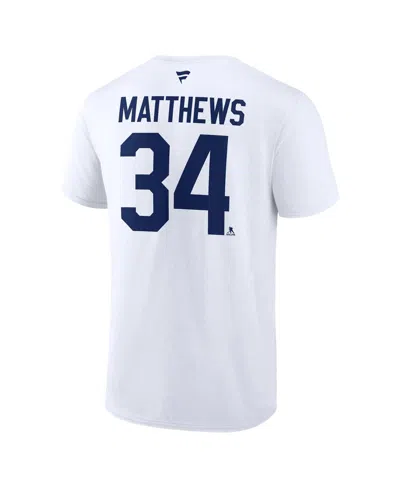 Fanatics Men's Auston Matthews White Toronto Maple Leaf's Authentic Stack Name Number T-shirt In White