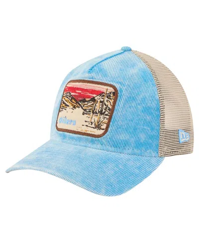 New Era Men's Light Blue/cream Houston Oilers Vintage Landscape 9twenty A-frame Adjustable Hat