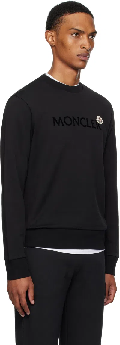 Moncler Crew Neck Cotton Sweatshirt In Black