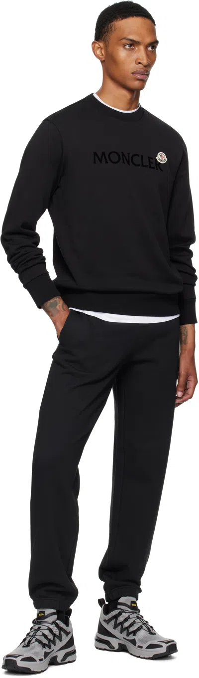 Moncler Crew Neck Cotton Sweatshirt In Black