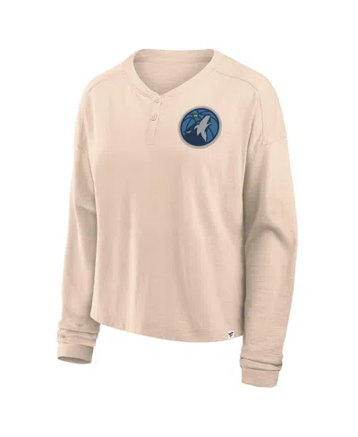 Fanatics Women'sâ Natural Minnesota Timberwolves Boxed Out Drop Fashion Long Sleeve T-shirt In Neutral