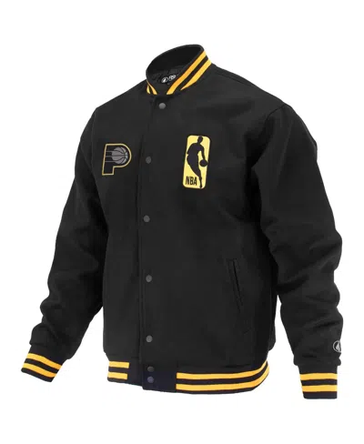 Fisll Men's And Women's Black Indiana Pacers Logoman Shadow Collection Full-snap Varsity Jacket In Black