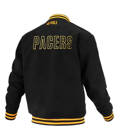 Fisll Men's And Women's Black Indiana Pacers Logoman Shadow Collection Full-snap Varsity Jacket In Black