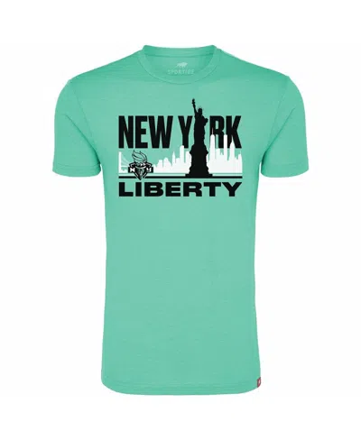 Sportiqe Men's And Women's Mint New York Liberty Skyline Comfy Tri-blend T-shirt