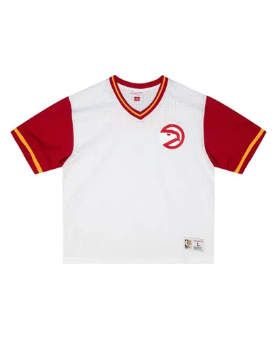 Mitchell & Ness Men's White Atlanta Hawks Fashion Mesh V-neck Top In White