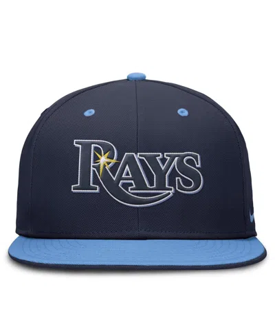 Nike Men's Navy/light Blue Tampa Bay Rays 25th Anniversary True Primetime Two-tone Performance Fitted Hat