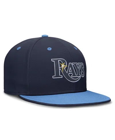 Nike Men's Navy/light Blue Tampa Bay Rays 25th Anniversary True Primetime Two-tone Performance Fitted Hat