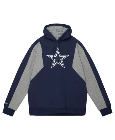Mitchell & Ness Men's Navy Dallas Cowboys Color Blocked Fleece 2.0 Pullover Hoodie In Blue