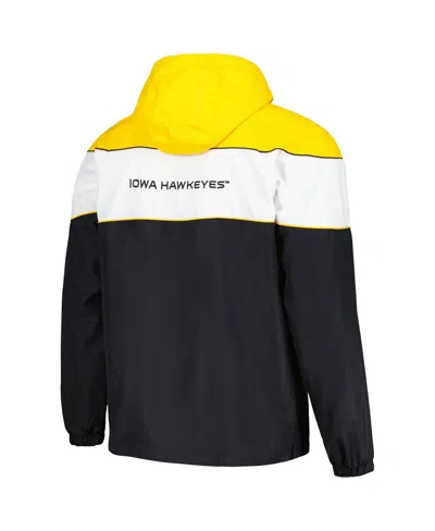 G-iii Sports By Carl Banks Men's Black Iowa Hawkeyes Center Line Half-zip Raglan Hoodie Sweatshirt In Multi