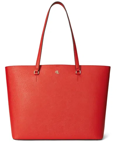 Ralph Lauren Karly Crosshatch Leather Large Tote