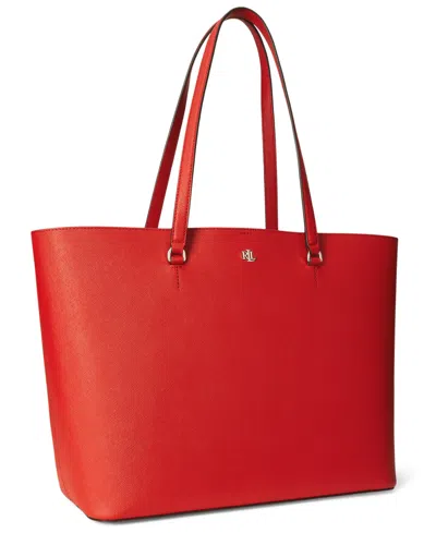 Ralph Lauren Karly Crosshatch Leather Large Tote
