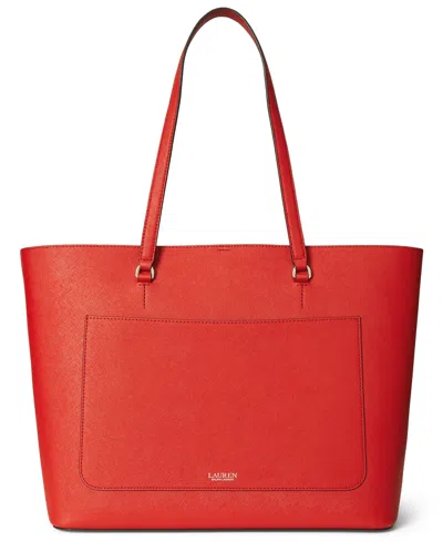 Ralph Lauren Karly Crosshatch Leather Large Tote